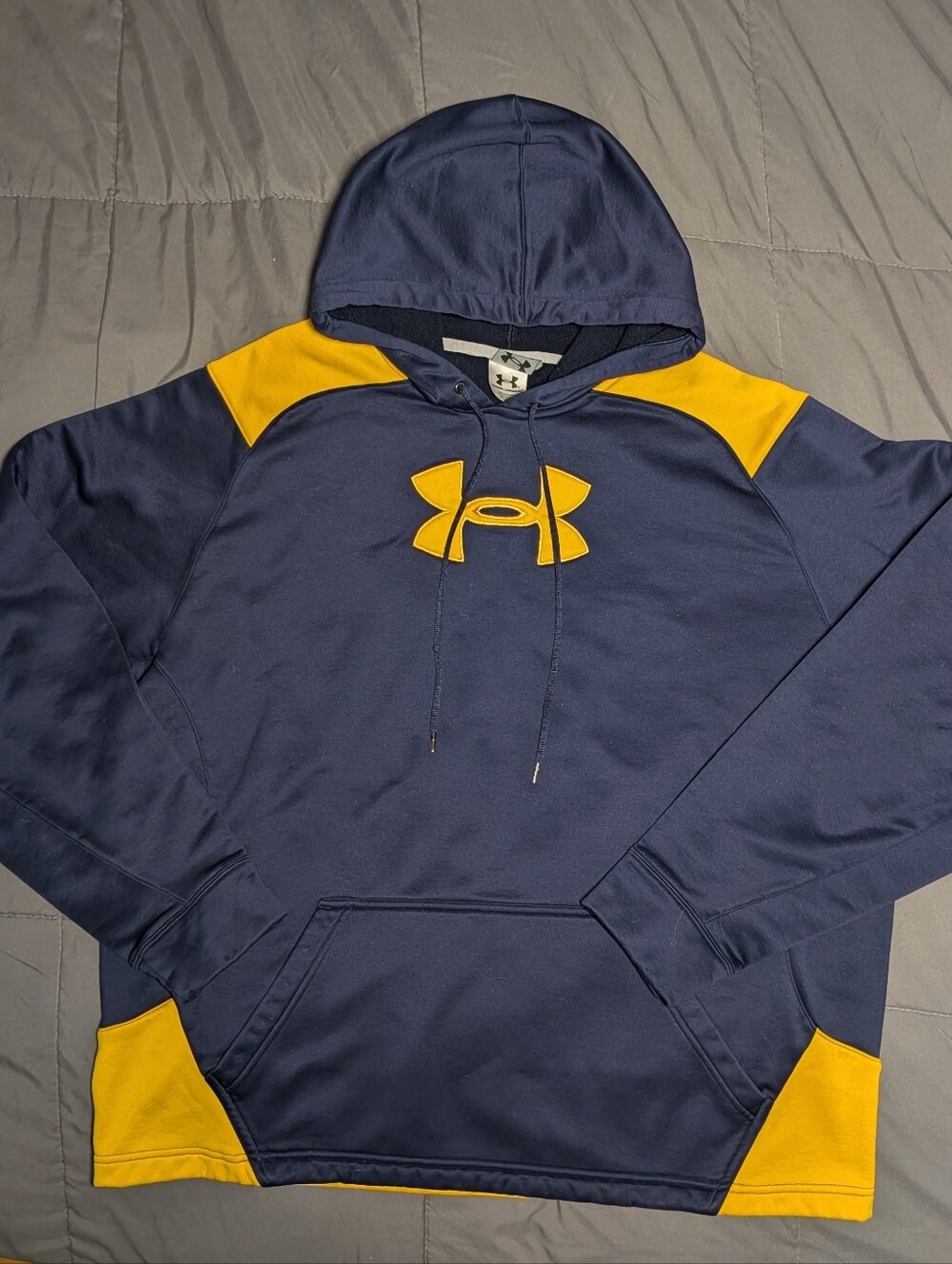 Vintage Under Armour FW08 Performance Fleece Outerwear Pullover Blue Maize XL